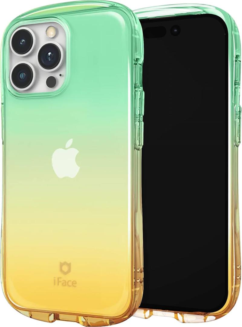 iFace Ombre Clear Case with Grip for iPhone 14 Pro Max (6.7") [Look in Lolly Series] Shockproof Transparent Fade Color Protective Cover [Drop Tested] [Wireless Charging Compatible] - Forest Apricot