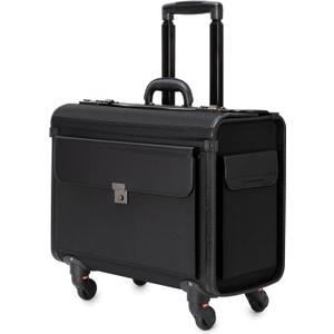 Alpine Swiss Wheeled Briefcase | Rolling Briefcase Locking Telescopic Handle 4 Replaceable Wheels | Pilot Lawyer Litigator Attache Case | 17 Laptop Compartment | Dual Combo Locks | Organizer Pockets (One Size, Black)