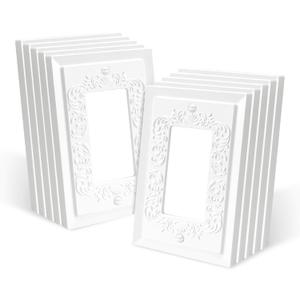 10 Pack Pure White Classic Petal Relief Design Style Decorative Outlet Covers, Light Switch Cover, Electrical Outlet Cover for Home Decor, 1 Gang Mid-Size 3.1''W*4.9''H
