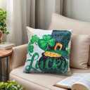 2 x St. Patrick's Day Glitter Sequin Pillow Cover 16x16 Inch - Reversible Sparkle Sequined Cushion Case for Irish Holiday Home Party Decor (Lucky)