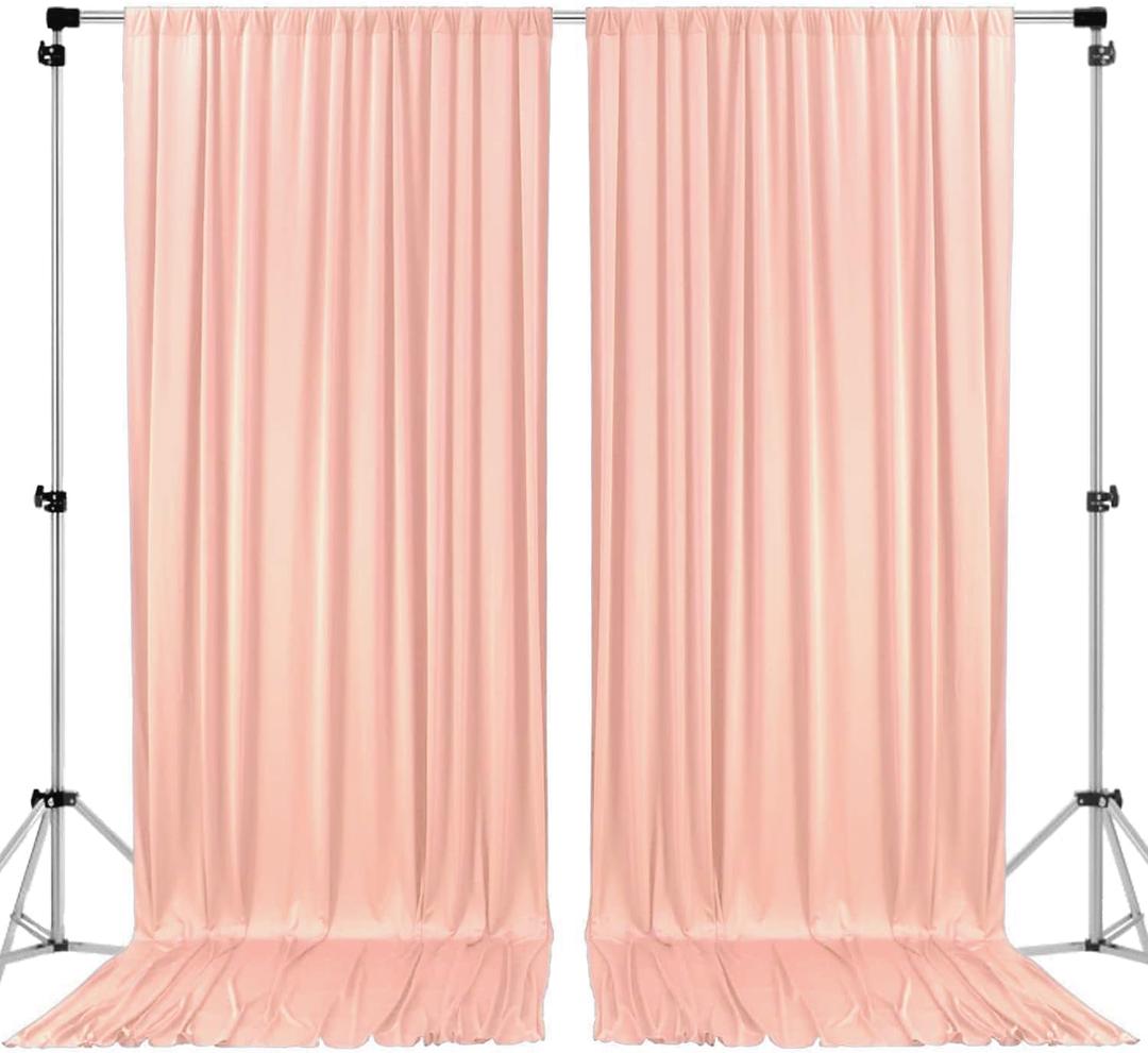 AK TRADING CO. Polyester Backdrop Drapes Curtains Panels with Rod Pockets - Wedding Ceremony Party Home Window Decorations - Peach, 5 ft x 10 ft (60"W x 120"L (Pack of 2))