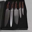 Brewin CHEFILOSOPHI Japanese Chef Knife Set 5 PCS with Elegant Red Pakkawood Handle Ergonomic Design,Professional Ultra Sharp Kitchen Knives for Cooking High Carbon Stainless Steel