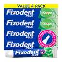Fixodent Plus Scope Secure Denture Adhesive 2.0oz (Pack of 4) Blue & Green