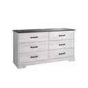 Prepac Rustic Ridge Farmhouse 6-Drawer Double Dresser, Washed White Dresser for Bedroom, Chest of Drawers with 6 Storage Drawers, 53.25” wide x 18.25” deep x 28.5” tall, Washed White