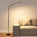 Modern LED Floor Lamp for Reading in Black, Bright 12W Dimmable Standing Light with Adjustable Gooseneck, 3 Color Temperatures, for Living Room corner, Office, Study Room, Bedroom Bedside Nursery, Lash