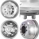 19.5" Wheel Simulators, 304 Polished Stainless Steel Simulator Kit, 2 Front and 2 Rear Wheel Covers, 10 Lug 5 Hand Hole, with Bolt Kit Fit for 2005-2021 Ford F450/F550(19.5IN)