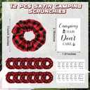Suncalla 12 Pcs Camping Hair Scrunchies Buffalo Plaid Scrunchie Hair Ties with Thank You Cards Camping Bachelorette Party Favors for Women Birthday Bachelorette Glamping Outdoor Supplies