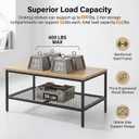 Wood Coffee Table,Rustic Rectangle Coffee Table with 2-Tier Storage for Living Room,Modern Industrial Center Table Small, Simple Rectangular Coffee Table in Office Bedroom,35.5in Beige