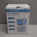 TUREWELL Water Flossing Oral Irrigator, 600ML Dental Cleaner 10 Adjustable Pressure, Electric Oral Flosser for Teeth/Braces, 8 Replacement Jet Tips for Family (White)