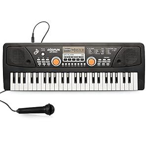 Raimy Piano Keyboard for Kids 49 Keys Portable Keyboard Piano Early Learning Educational Electronic Musical Instrument Toys Gifts for 3 4 5 6 7 8 9 Year Old Boys and Girls (Black)