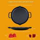 Cast Iron Grill Pan, 12.6 inch Griddle Pan with Dual Handles, Pre-Seasoned Heavy-Duty Cast Iron Skillet for Stovetop, Oven, Indoor & Outdoor BBQ Use