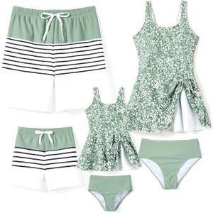PATPAT Family Matching Swimwear Floral Pattern Tankini Swimsuits and Swim Trunks (Medium) PATPAT Family Matching Swimwear Floral Pattern Tankini Swimsuits and Swim Trunks (Medium)