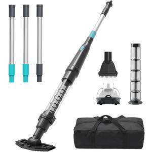 Handheld Pool Vacuum for Above Ground Pool, Cleans Hot Tubs,20 Gallons/Min Powerful Suction & Lightweight,90 Mins Running Time, Comes with Storage Bag, Ideal for Cleaning Debris and Sand,Black