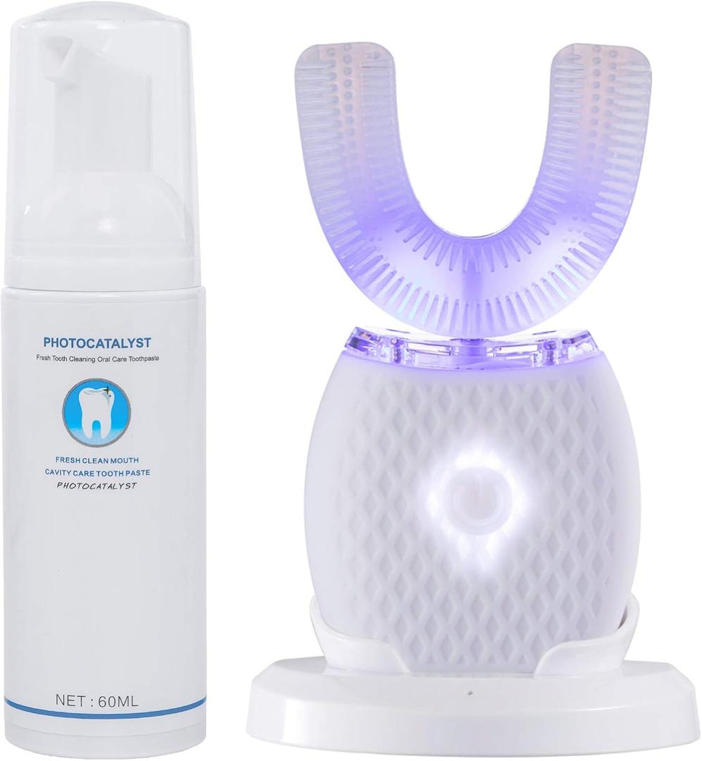 Ultrasonic Toothbrush for Adults Automatic Electric Toothbrush Portable Washable Soft Bristles 30s Automatic Timer Wireless Charging Dual-Use for Travel & Home