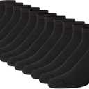 Hanes Men's Double Tough Socks, Crew and Ankle Moisturing Wicking Socks, Black & White, Multi-Packs (12-14)