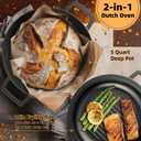 Cast Iron Dutch Oven Pot with Skillet Lid Pre-Seasoned Skillet Lid Cooking Pan PFAS-Free Umite Chef Cast Iron Skillet Cookware for Bread, Frying, Baking Dual Handles Oven, Grill, Campfire & Stovetop Safe Durable & Non-Toxic, 5QT