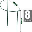 FEED GARDEN 8 Pack Plant Support Stakes, Peony Cages and Supports, Metal Garden Plant Stake(10" Wide x 16" High) Green Half Round Plant Support Rings for Outdoor Indoor Plants, Tomato, Hydrangea