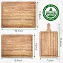 Acacia Wood Cutting Board Set of 3 Non-Toxic & Pre-Oiled Cutting Boards for Kitchen, Chopping Boards with Holder, Juice Groove, Reversible Serving Board, Labeled Icons for Meat Cheese Vegetables