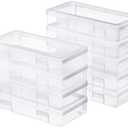 Naivees Medium Clear Storage Box 9 Pack Stackable Storage Containers with Snap-Tight Latch 10" x 5"x 1.9" for Pencil Box,Art tools