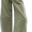Allimy Womens High Waisted Barrel Horseshoe Baggy Jeans Trendy 2026 with Raw Hem Non Stretch (Green) 10