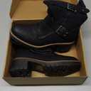 DECARSDZ Women's Motorcycle Boots Mid Calf PU Leather Biker Boots - Stylish Women's Black Brown Riding Boots for Motorcycle, Combat, and Festival. Black. Size 6