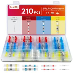 Gorffy 210PCS Solder Seal Wire Connectors, Waterproof Heat Shrink Wire Connector, Insulated Solder Stick Butt Connectors Heat Shrink for Marine, Automotive, Cable Joint