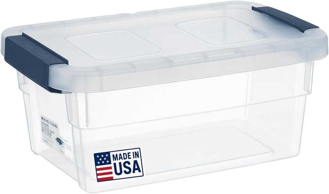 Tribello Clear Plastic Storage Bins with Lids Stackable Storage Bins (15 Quart)