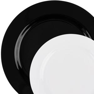 Mint Collection Plates Combo, White and Black, 7.5" + 10", Case of 288 (8 packs x 36)