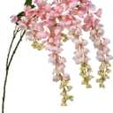 Artificial Light Pink Wisteria Hanging Flowers Bush, 2 Pcs 38.2 Inch Silk Wisteria Garland Flowers Fake Wisteria Flower Vines Garland Artificial Flower Strings for Garden Wedding Home Decor