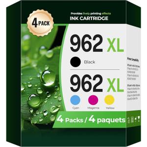 962XL Ink Cartridges Combo Pack OfficeJet Pro 9010 9015 9020 9018 Compatible with HP 962 XL Ink Cartridges HP962XL/962 HP962XL HP962 Printer Ink for OfficeJet Pro 9015 9010 9020 9018 9025 9012 9022 (962XL - Black Cyan Magenta Yellow)
