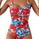 B2prity One Piece Swimsuit for Women Tummy Control Ruched Slimming Bathing Suit Button Full Coverage Swimwear, Size L