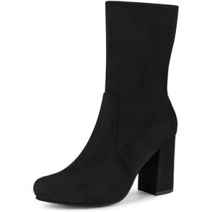Allegra K Women's Stretch Round Toe Block Heel Sock Ankle Boots (7.5)