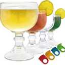 Chefcaptain Margarita Glass Schooner - Set Of 4 JUMBO SIZE 26.5OZ XL Goblet Crystal Style ZERO LEAD Shrimp Cocktail, Coronaritas, Margaritas 4 PACK (XL 26.5 OZ)