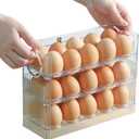 YWHWXB Egg Holder for Fridge,3 Tiers Egg Organizer,Automatic Rebound Egg Dispenser with Timers,30 Eggs Container for Kitchen Countertop and Refrigerator (White)