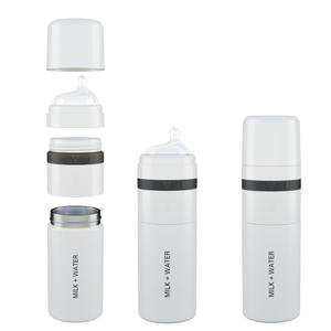MILK & WATER All in One Baby Bottle & Baby Formula Dispenser On The Go, 9oz - Keeps Water Warm & Formula Fresh - Baby Formula Mixing Bottle with Anti Colic Nipple - Leak-Proof - 6+ Months (White)