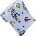 Disney Toy Story 4 Super Soft Blue, Yellow, Red Buzz Lightyear Woody Star Rocket Horse Shoe French Fiber Baby Blanket, Blue, Red, Yellow