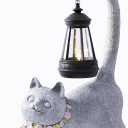 RM ROOMERS Cat Garden Statue with Lantern  Solar Cat Light Outdoor Figurine for Yard Patio Porch  Gifts for Women Gardeners  House Decorations, Birthday & Mothers Day Garden Gifts