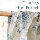 jinchan Tie Up Curtain Double Layer Linen Roman Shades Valance Curtain Floral for Bathroom Window Living Room Cafe Farmhouse Room Darkening Rustic Adjustable 54 Inch 1 Panel Blue on Beige