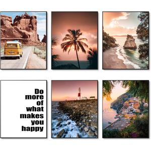 HoozGee Travel Wall Art Prints Seascape Palm Poster Wall Decor Nature Landscape City Coastal Road Scenery Pictures Canvas Photography Photos Home Bedroom Decor (11"x14" UNFRAMED)
