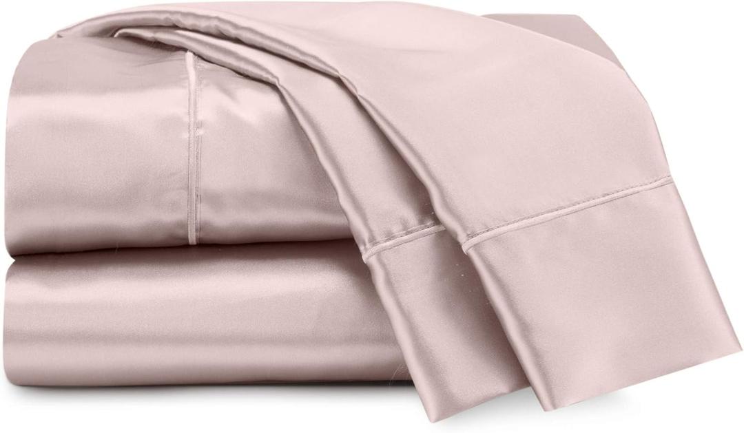 Martex Elegance 4-Piece Rose Gold Satin Sheets - Full Size Luxury Hotel Quality Set - Silky Soft & Smooth (Pink)