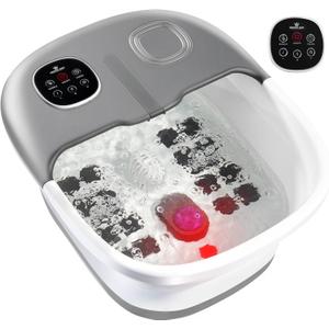 Medical king Foot Spa with Heat and Massage and Jets Includes A Remote Control A Pumice Stone Collapsible Foot Spa Massager with Heat and Massage Bubbles and Vibration (Grey)
