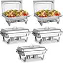 Chafing Dishes for Buffet 8 Quart 5 Pack Stainless Steel Chafing Dish Buffet Set with Folding Frame, Food Warmers for Parties, Catering Supplies, Christmas