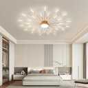 JAYMP Ceiling Light Modern Flower Shape Ceiling Lamp for Living Room Dining Room Flush Mount Metal Acrylic Sputnik Firework Petal LED Lighting Fixture (Matte Gold, 30+1 Lights)