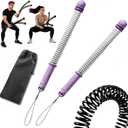 2PC Ropeless Battle Ropes,Portable Cordless Weighted Battle Ropes with Storage Bag, Heavy Duty Cordless Battle Rope for Home Gym HIIT&Cardio Full-Body Workout Tool with Non-Slip Spiral Handles Purple