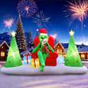 8FT Christmas Inflatables Outdoor Decorations, Inflatable Green Monster Yard Decorations with LED Lights, Holiday Festive Blow Up Inflatable Garden Decor