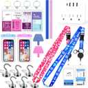 Cruise Essentials 2026, Cruise Must Haves Including Non-Surge Power Strip, Magnetic Hooks, Cruise Luggage Tag Holder, Lanyard Holder, Towel Bnad, Phone Pounch, Phone Patches - Travel Essentials (Pink + Light Blue)