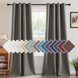 H.VERSAILTEX Linen Blackout Curtain 84 Inches Long for Bedroom/Living Room Thermal Insulated Grommet Linen Curtain Drapes Primitive Textured Burlap Effect Window Drapes 1 Panel - Heather Taupe Gray