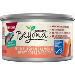 Purina Beyond Wild Alaskan Salmon and Sweet Potato Recipe In Wet Cat Food Gravy - (Pack of 12) 3 Oz. Cans, BBD 08/2025