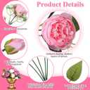 Hoteam 24 Bundles Artificial Peonies Flowers Wedding Faux Flowers Silk Peony Bouquet Bulk Bride Fake Florals Arrangements for Table Centerpieces Wedding Party Vase Decor (Light Pink, White)