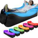 Inflatable Lounger Air Sofa Hammock, Inflatable Couch for Camping, Perfect for Beach Chair Waterproof Anti-Air Leaking Pouch Couch Air Chair for Outdoor, Beach, Hiking (Blue)